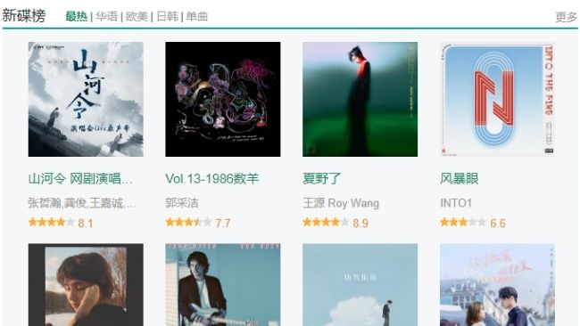 Chinese music sites douban music