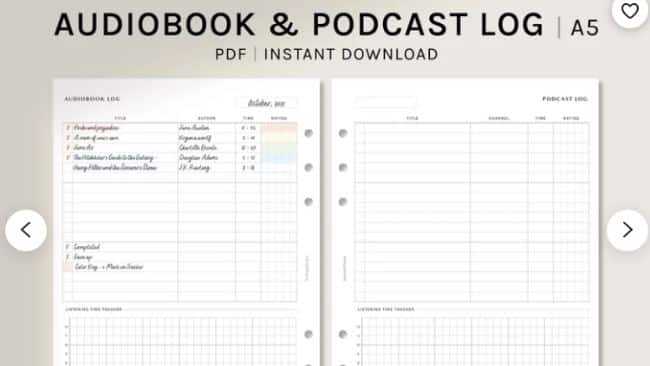 gifts for audiobook lovers Audiobook and Podcast Log